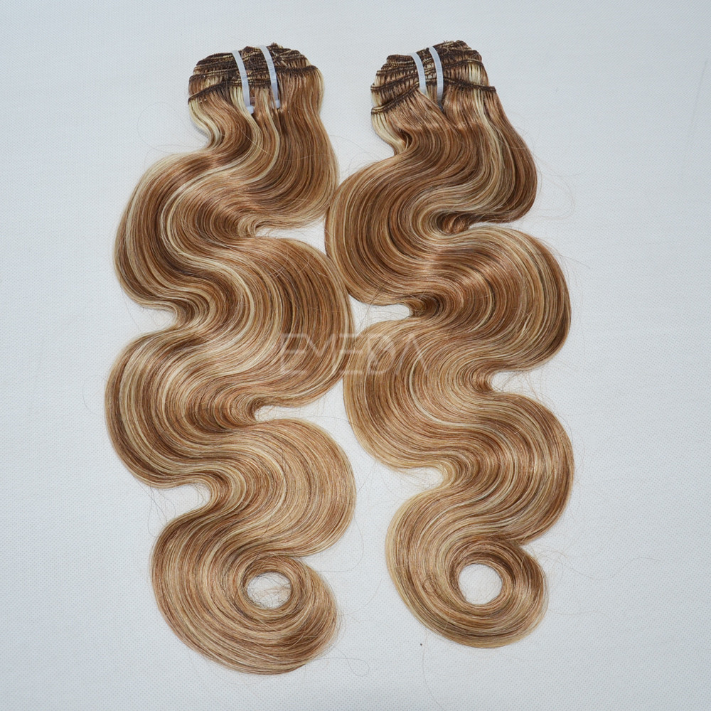 USA Indian body wave clip in hair extensions clips YJ152